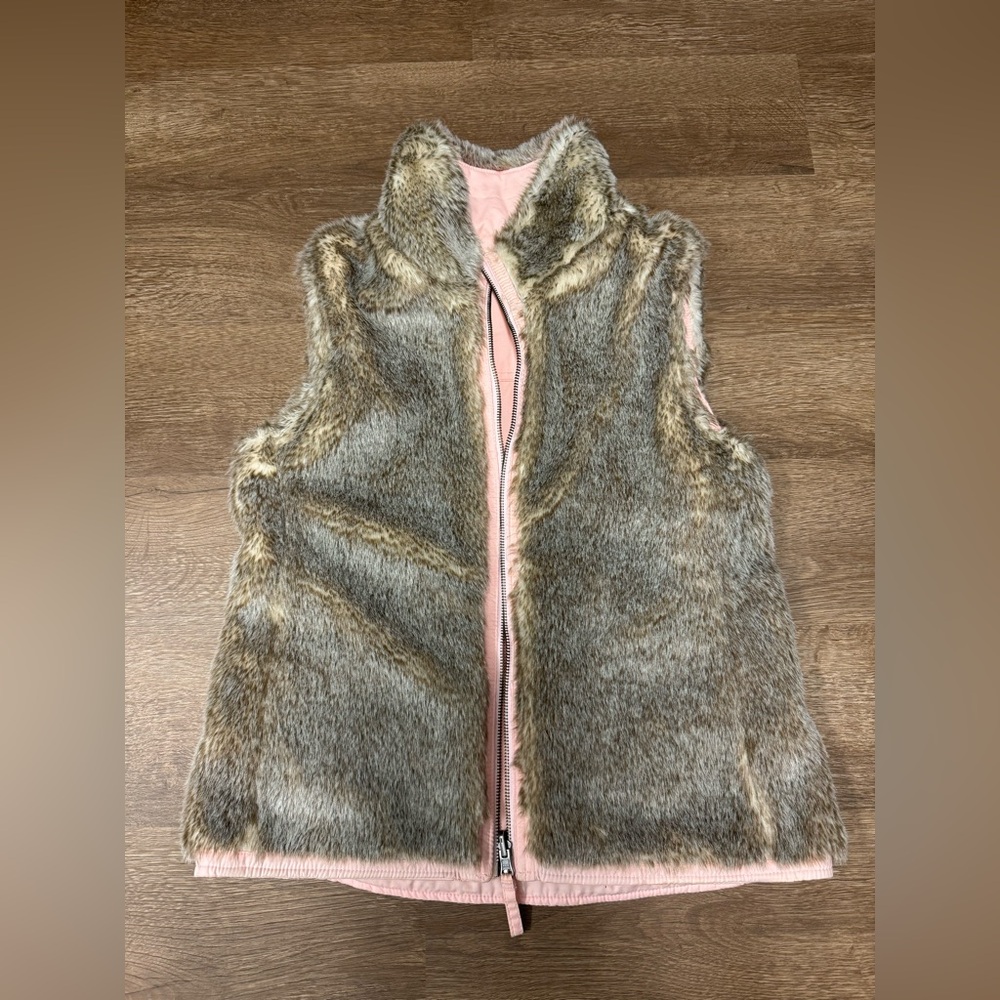Gap Reversible Faux Fur Vest with Pink Lining